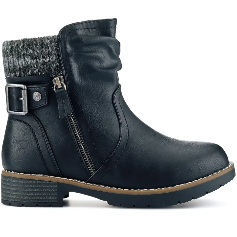 Extra-Wide Knitted Cuff Boots - Black