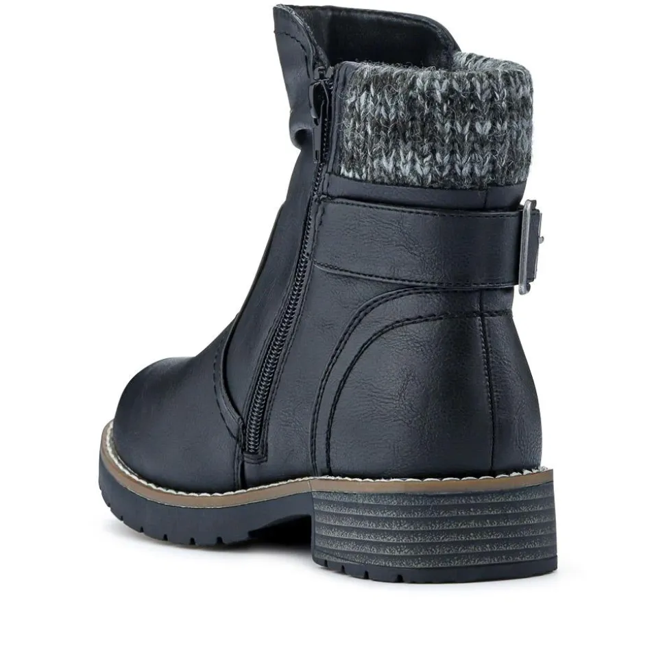 Extra-Wide Knitted Cuff Boots - Black