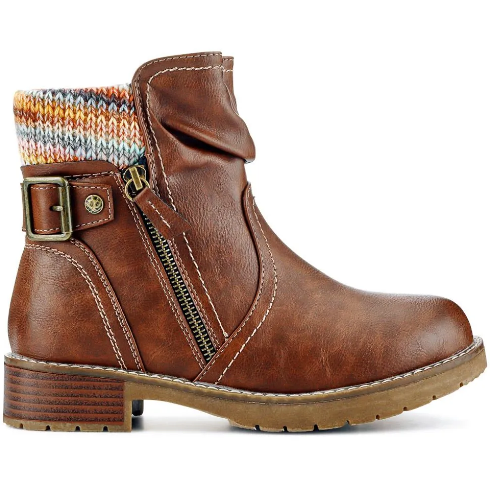 Extra-Wide Knitted Cuff Boots - Brown