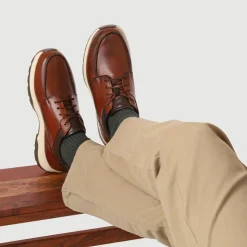 Extra-Wide Leather Casual Shoes - Cognac