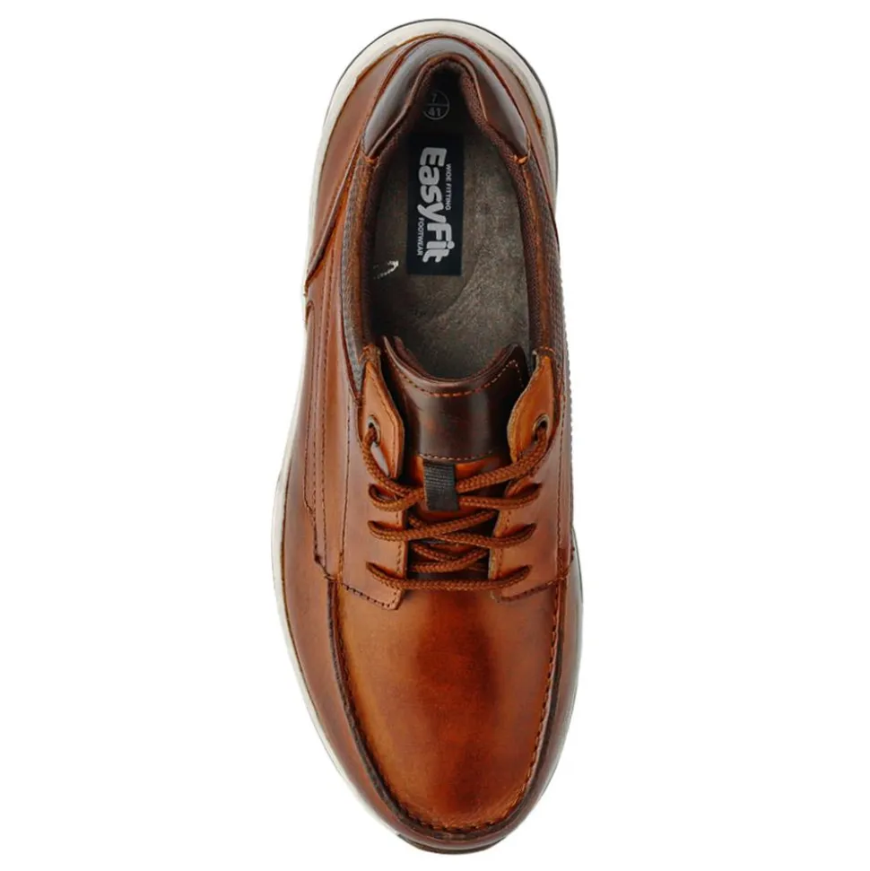 Extra-Wide Leather Casual Shoes - Cognac