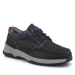 Extra-Wide Leather Casual Shoes - Navy