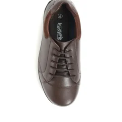 Extra Wide Leather Lace Up Shoes - Brown