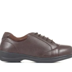 Extra Wide Leather Lace Up Shoes - Brown
