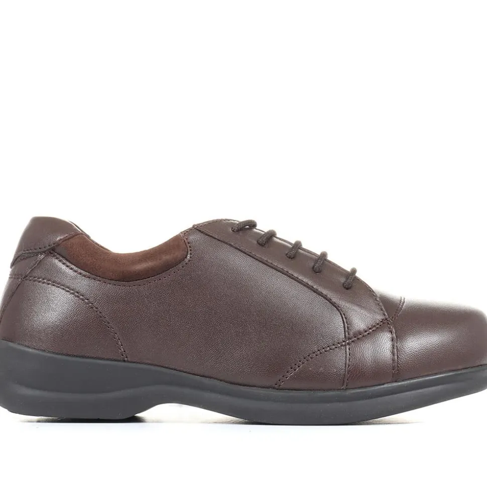 Extra Wide Leather Lace Up Shoes - Brown