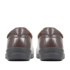 Extra Wide Leather Lace Up Shoes - Brown