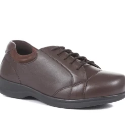 Extra Wide Leather Lace Up Shoes - Brown