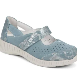 Extra-Wide Leather Mary Janes - Blue