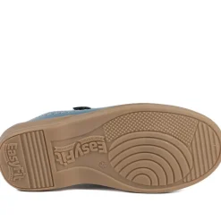 Extra-Wide Leather Mary Janes - Denim