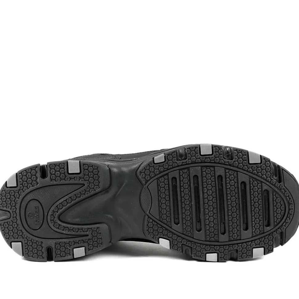 Extra Wide Leather Memory Foam Lace Up Trainers - Black-Black
