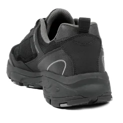 Extra Wide Leather Memory Foam Lace Up Trainers - Black-Black