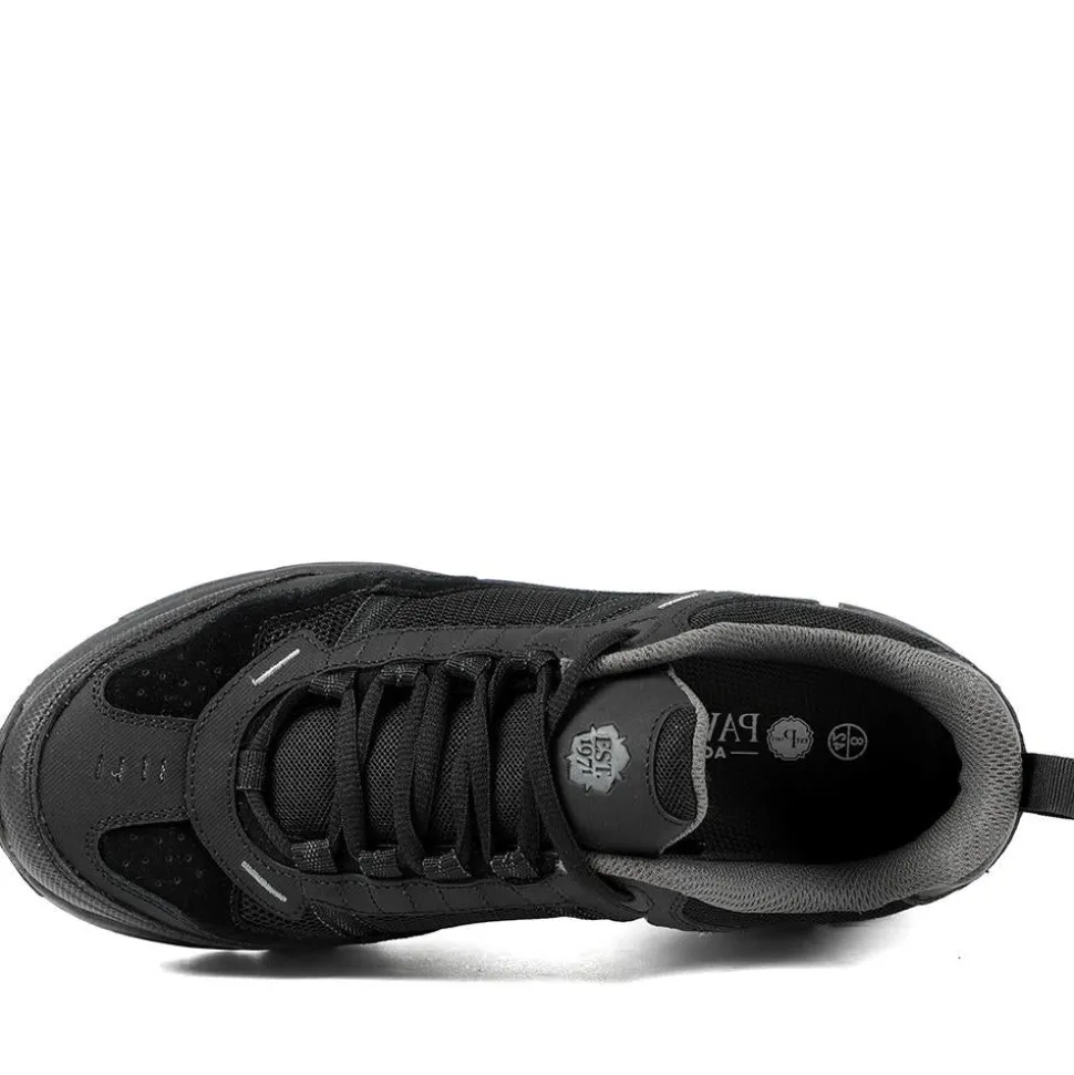 Extra Wide Leather Memory Foam Lace Up Trainers - Black-Black