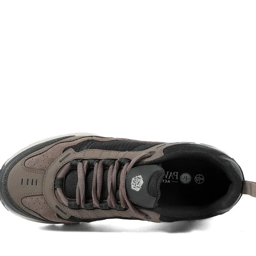 Extra Wide Leather Memory Foam Lace Up Trainers - Brown