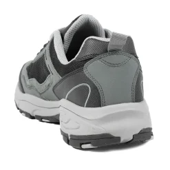 Extra Wide Leather Memory Foam Lace Up Trainers - Charcoal