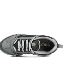 Extra Wide Leather Memory Foam Lace Up Trainers - Charcoal