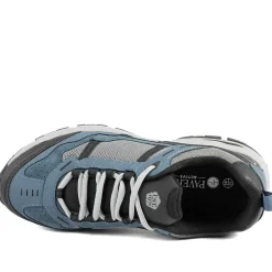 Extra Wide Leather Memory Foam Lace Up Trainers - Jeans Blue