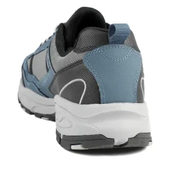 Extra Wide Leather Memory Foam Lace Up Trainers - Jeans Blue