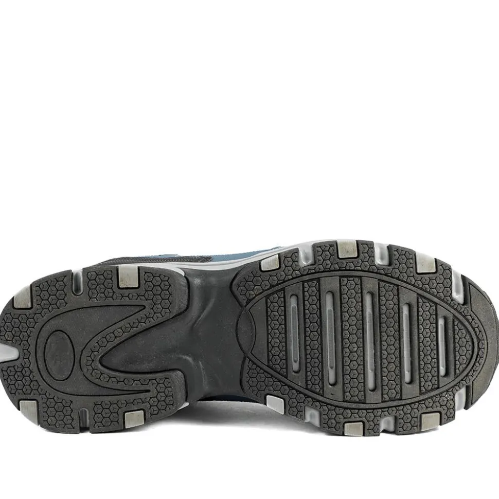 Extra Wide Leather Memory Foam Lace Up Trainers - Jeans Blue