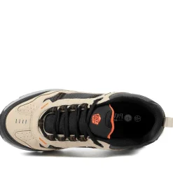 Extra Wide Leather Memory Foam Lace Up Trainers - Sand