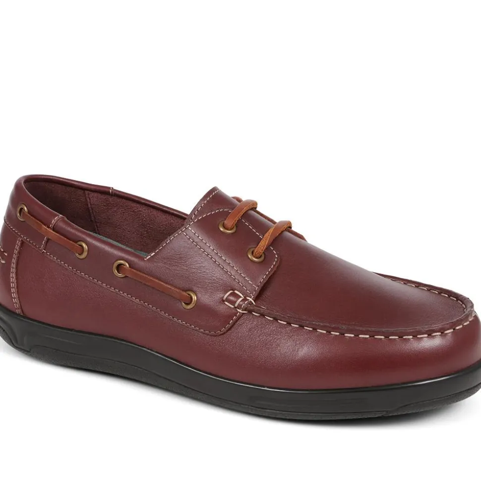 Extra Wide Leather Moccasins - Burgundy