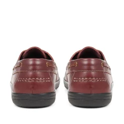 Extra Wide Leather Moccasins - Burgundy