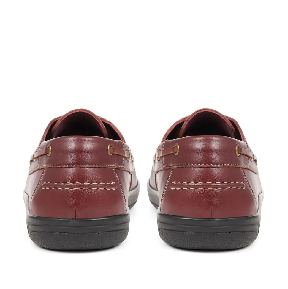 Extra Wide Leather Moccasins - Burgundy