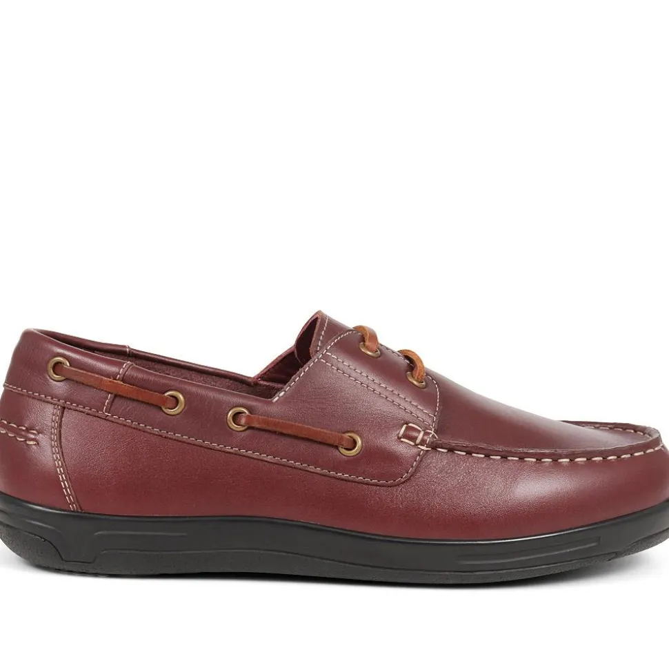 Extra Wide Leather Moccasins - Burgundy