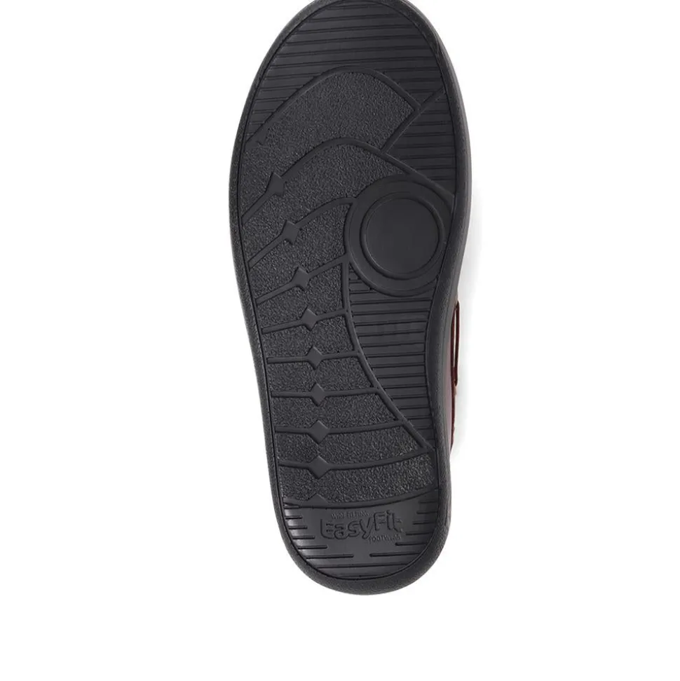 Extra Wide Leather Moccasins - Burgundy