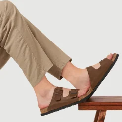 Extra-Wide Leather Mule Sandals - Brown