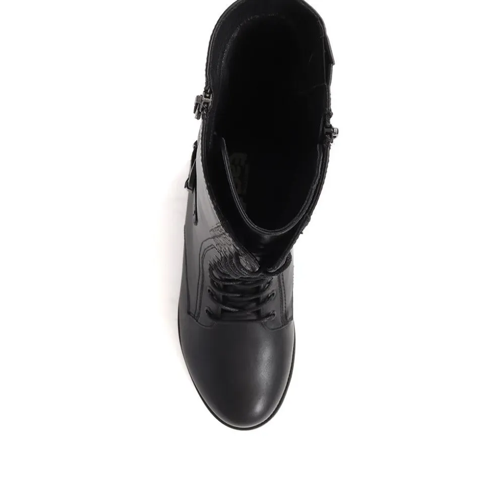 Extra-Wide Long Lace-Up Boots - Black