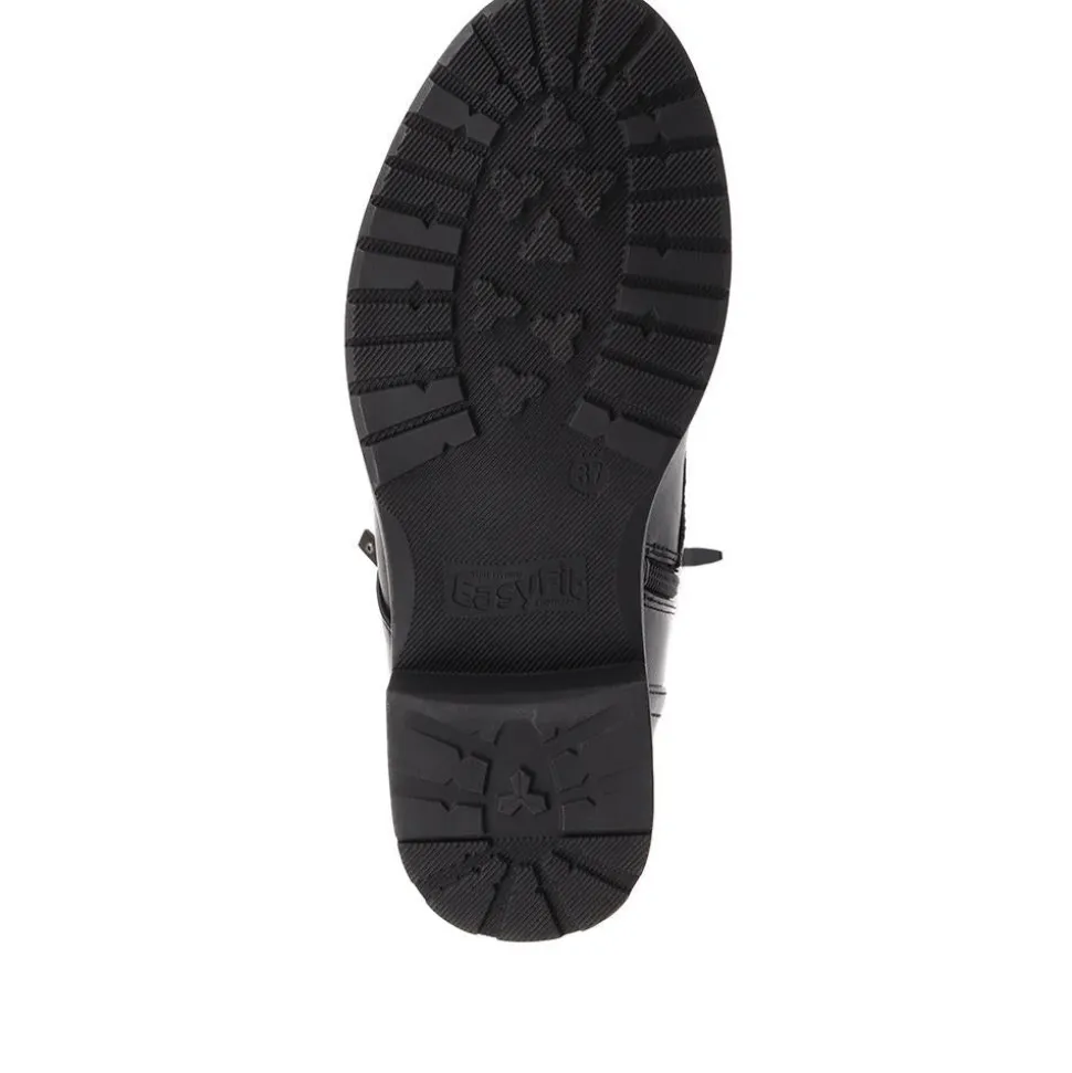 Extra-Wide Long Lace-Up Boots - Black