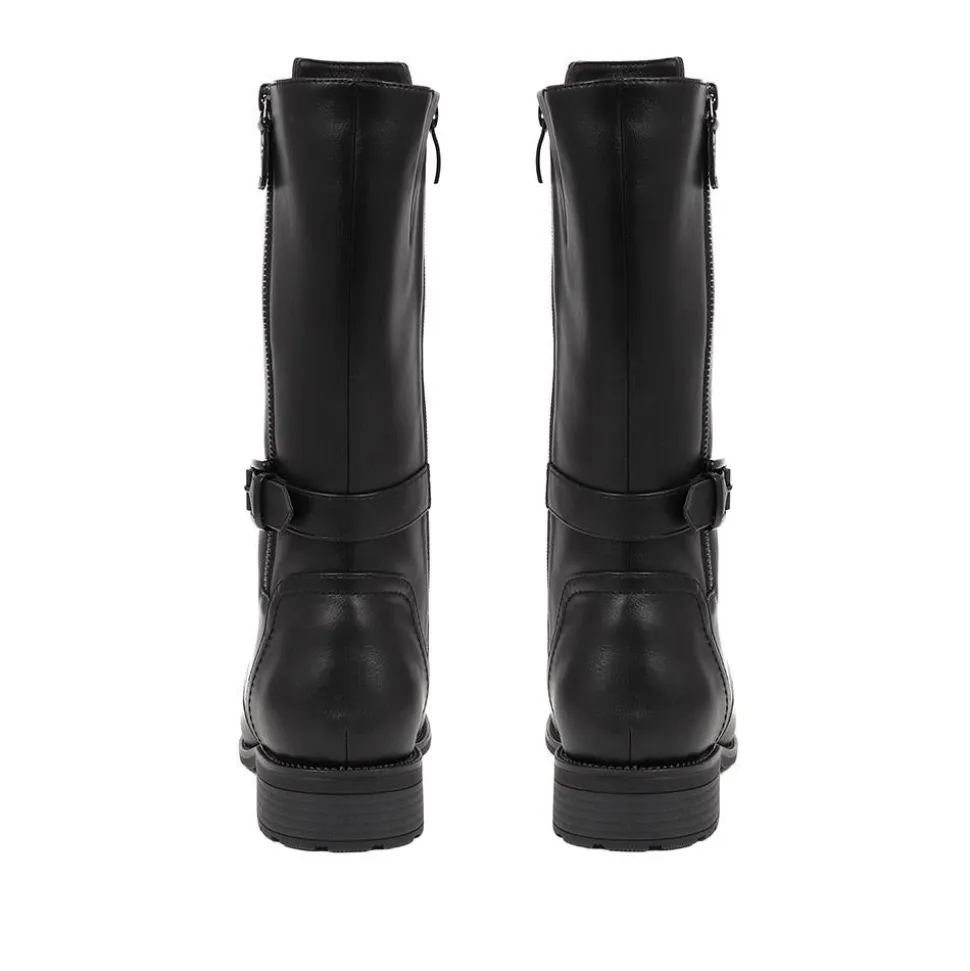 Extra-Wide Long Lace-Up Boots - Black