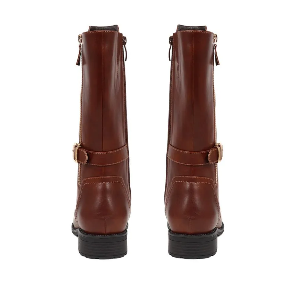 Extra-Wide Long Lace-Up Boots - Tan