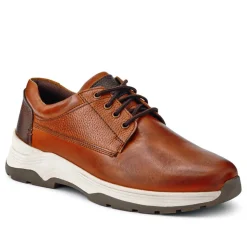 Extra-Wide Memory Foam Lace-Up Shoes - Cognac