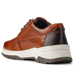 Extra-Wide Memory Foam Lace-Up Shoes - Cognac
