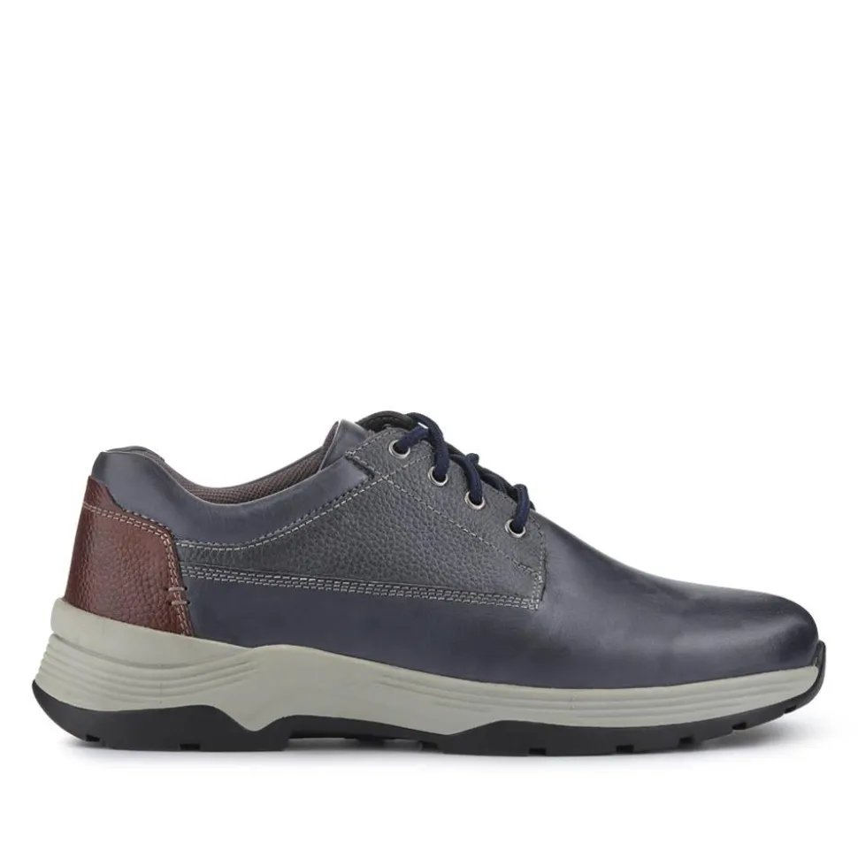 Extra-Wide Memory Foam Lace-Up Shoes - Navy