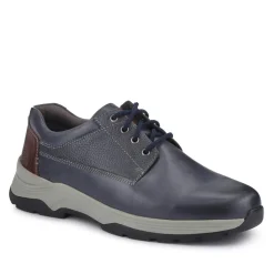 Extra-Wide Memory Foam Lace-Up Shoes - Navy