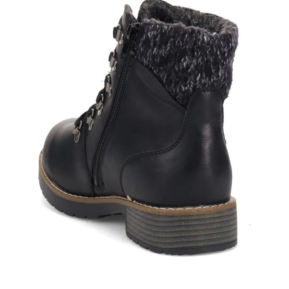 Extra Wide Padded Cuff Ankle Boots - Black