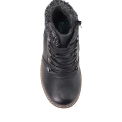 Extra Wide Padded Cuff Ankle Boots - Black