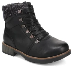 Extra Wide Padded Cuff Ankle Boots - Black