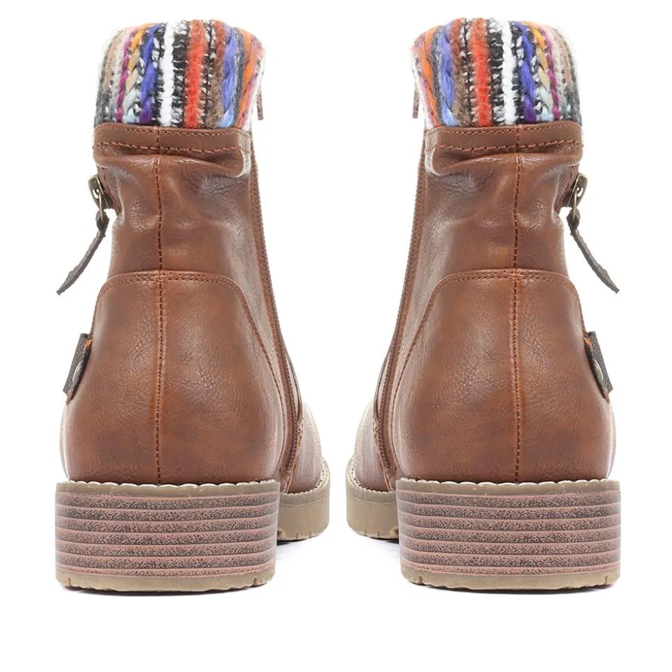 Extra Wide Plus Ankle Boots - Tan