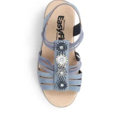 Extra-Wide Slip-On Floral Sandals - Navy