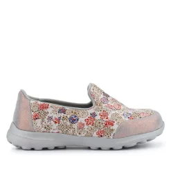 Extra-Wide Slip-On Shoes - White Floral