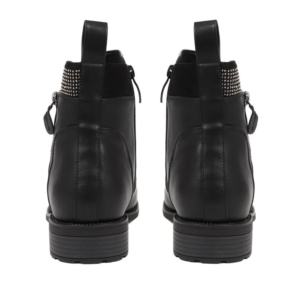 Extra-Wide Slouch Ankle Boots - Black