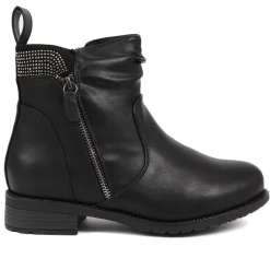 Extra-Wide Slouch Ankle Boots - Black