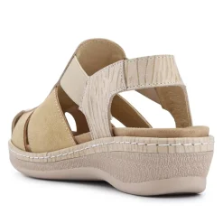 Extra-Wide Stretch-Fit Sandals - Beige