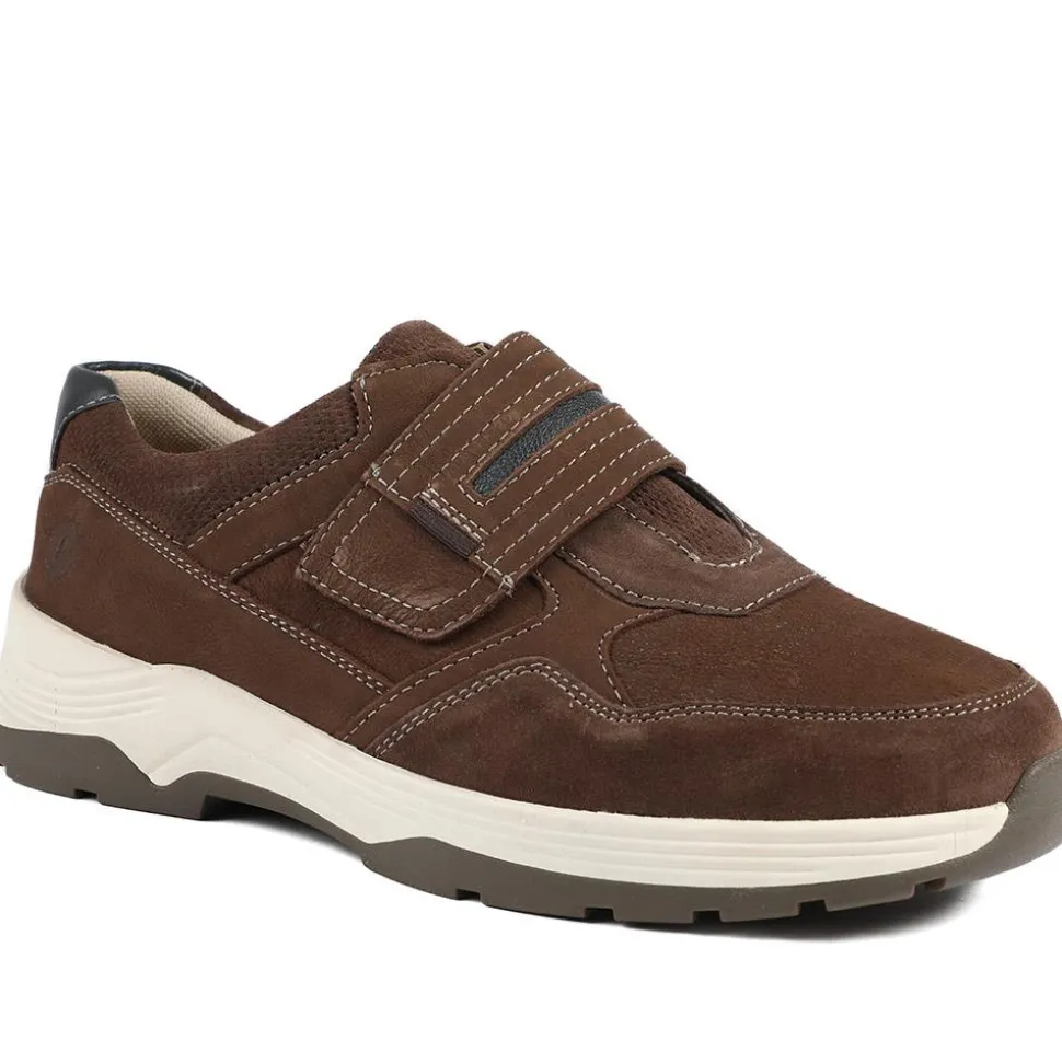 Extra-Wide Stretch Touch-Fasten Shoes - Brown