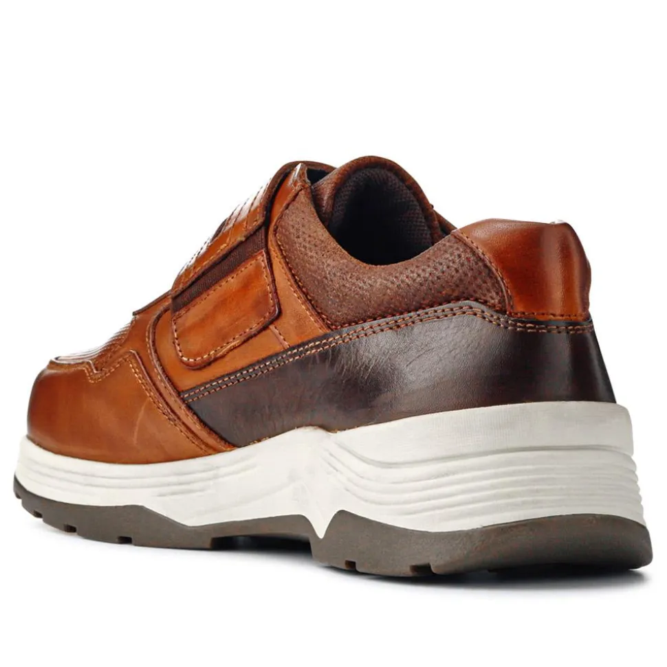 Extra-Wide Stretch Touch-Fasten Shoes - Cognac