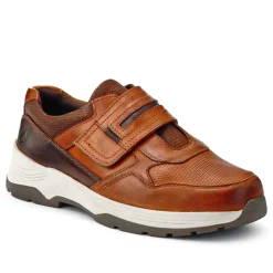 Extra-Wide Stretch Touch-Fasten Shoes - Cognac