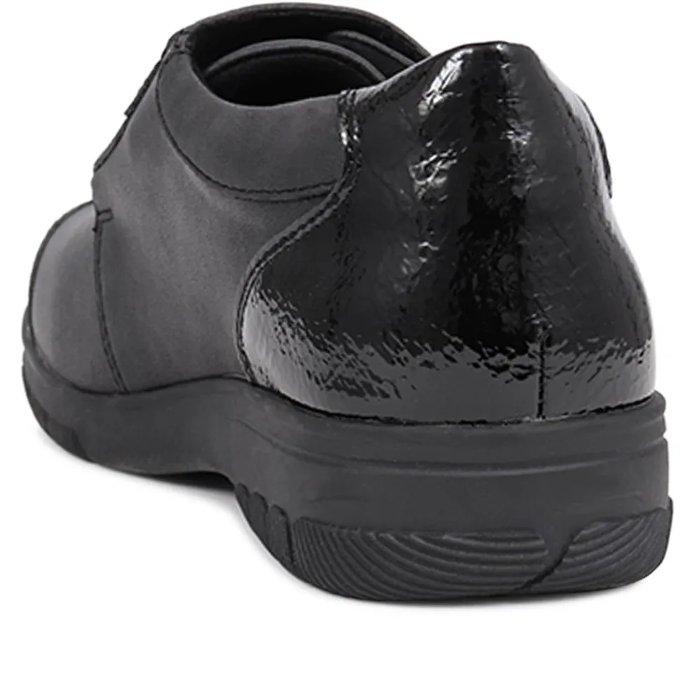 Extra-Wide Touch-Fasten Monk Shoes - Black